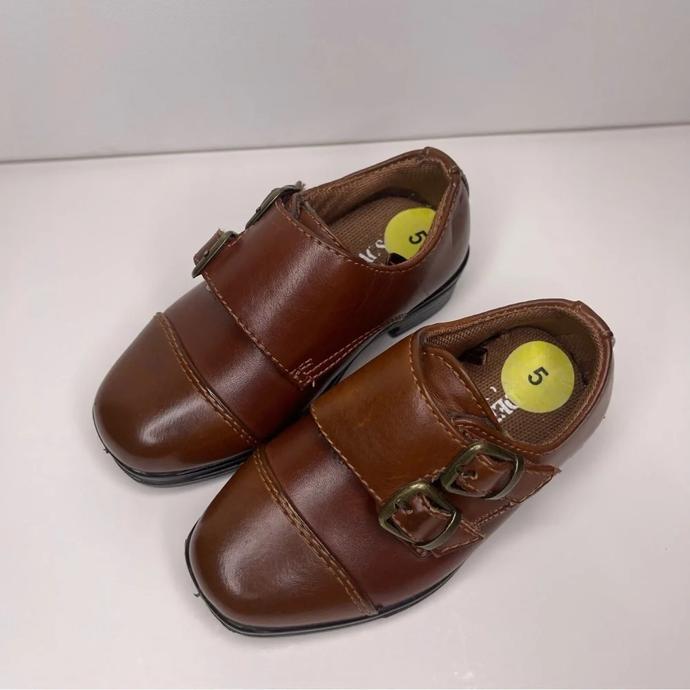 Deer Stags Double Strap Cap Toe Dress Shoes Congac Brown Size 5 Toddler Boy